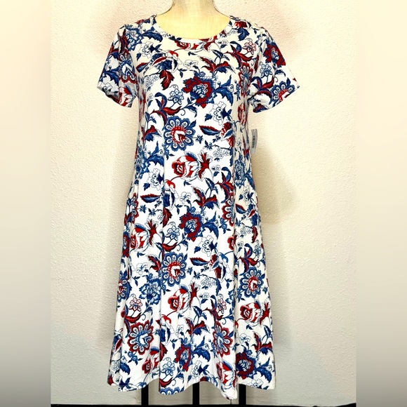 LuLaRoe Dresses & Skirts - NWT LulaRoe Jessie Red White and Blue Paisley Dress Womens XS Short Sleeve